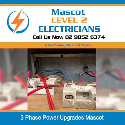 3 phase electrical components with red safety tape during power system upgrade installation in Mascot