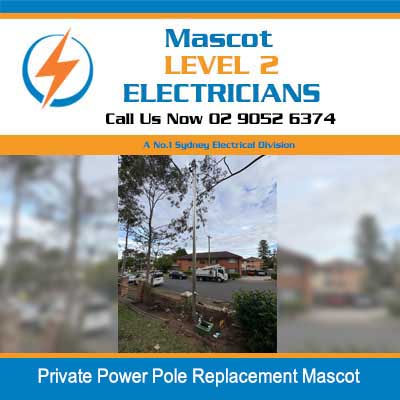 New electrical power pole replacement in residential area in Mascot