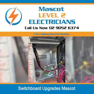 Open electrical switchboard upgrades showing internal wiring and components in Mascot