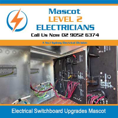Electrical switchboard upgrades showing circuit breakers and wiring in Mascot